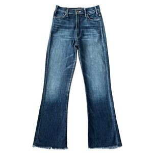 MOTHER High-Rise Medium Blue Raw Cut Hem Jeans size 26